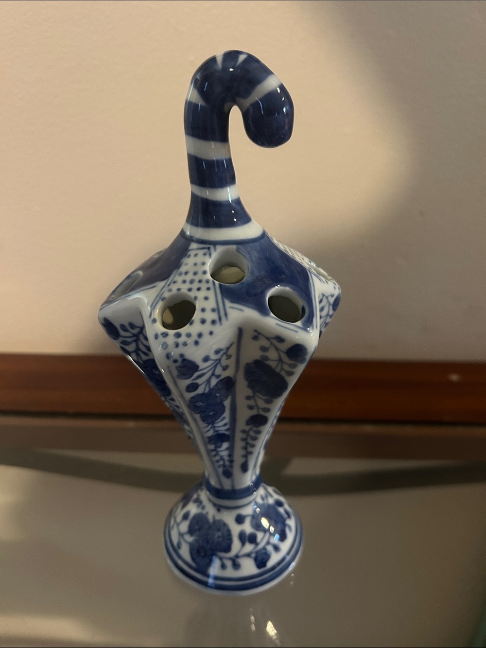 Blue and White Ceramic Umbrella Bud Vase - Home Art - Picture 2 of 3